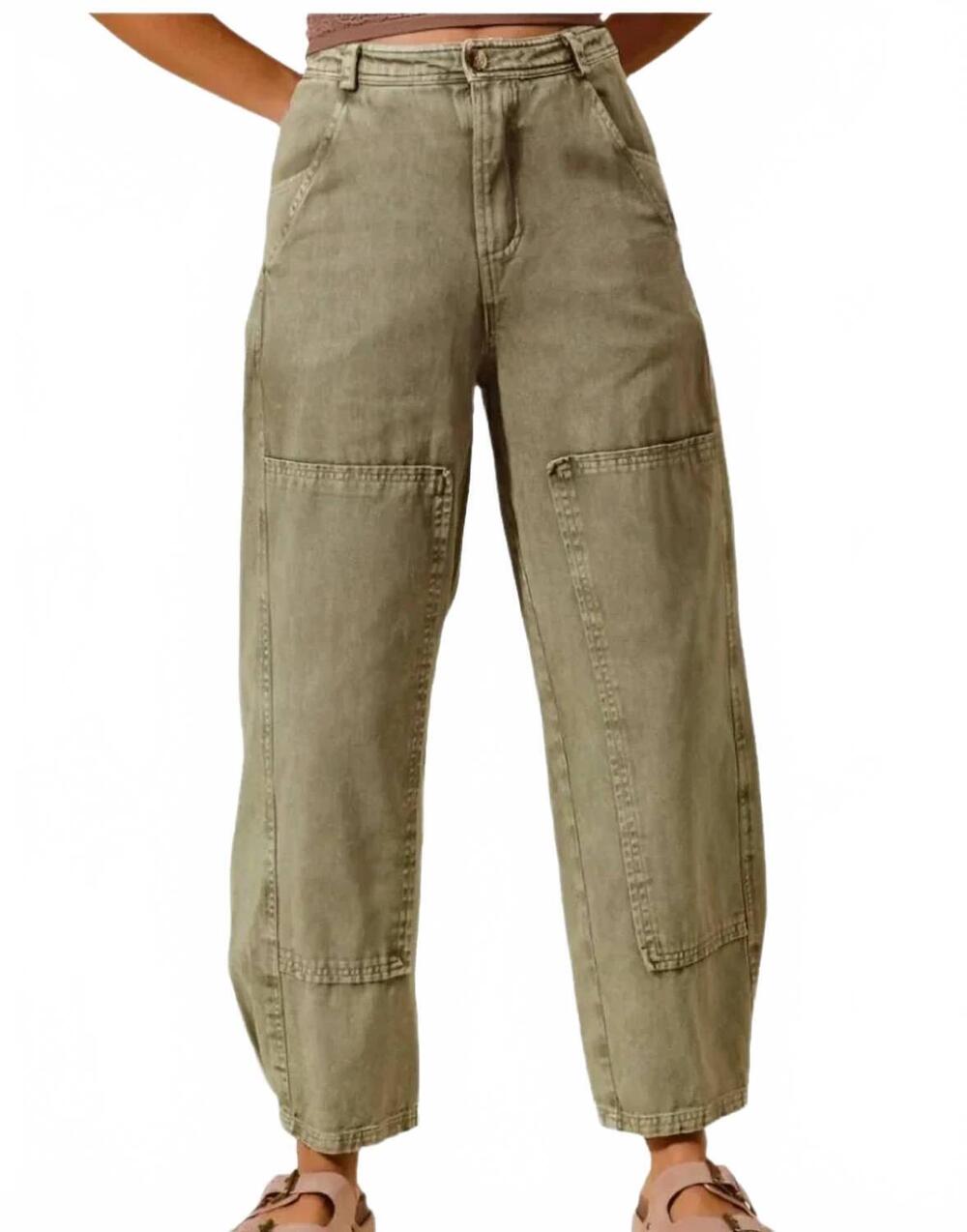 NEW SO ME mineral washed mid rise jeans in light olive